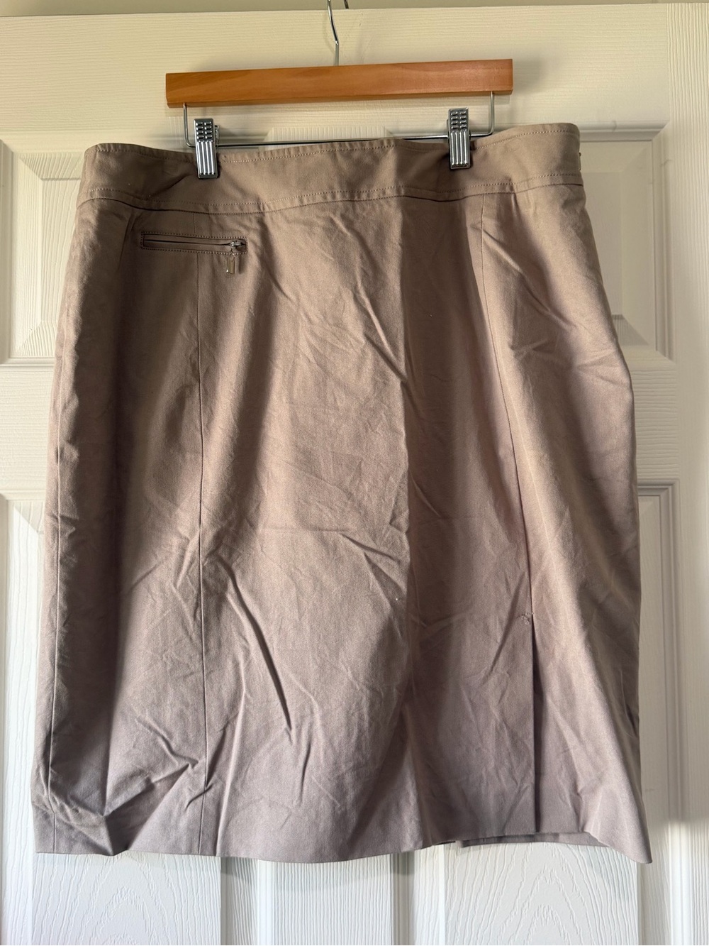 Doncaster Taupe A-Line Skirt with Subtle Stitching